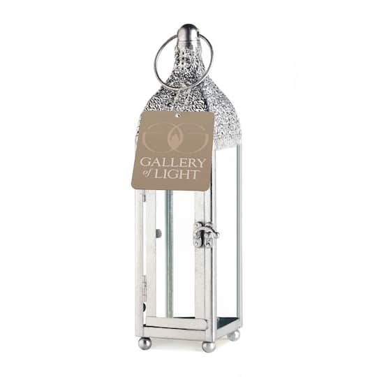 11.5" Silver Ornate Candle Lantern